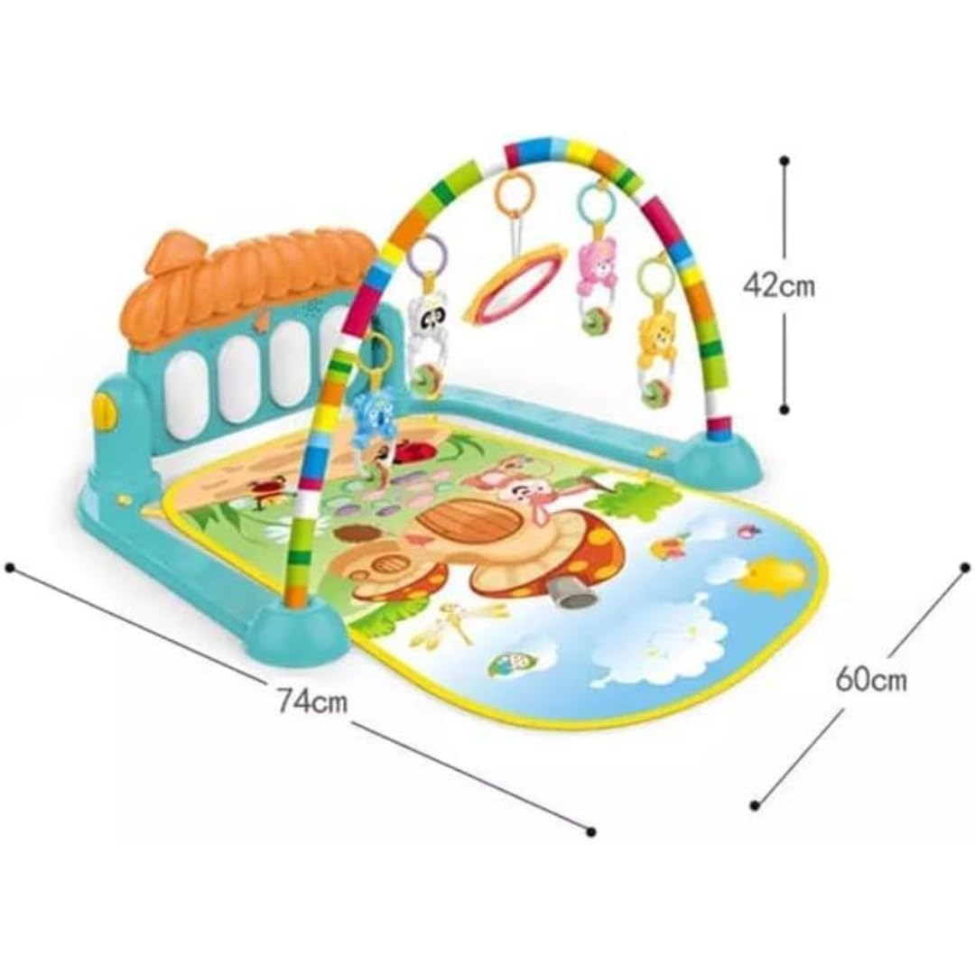 VEBETO Play Gym for Babies 0 to 12 Months (1 Year Warranty) Musical Piano Keyboard Activity Play Mat for Kids Newborn Fitness Rack Hanging Rattles Lights Tunes Music for Baby Boys Girls - GenZlyf