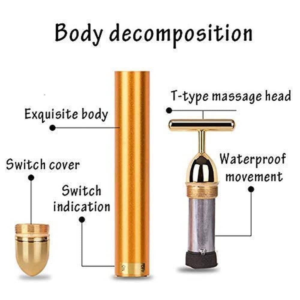 24K Gold Energy Beauty Bar Electric Facial Massage Roller-Genzlyf