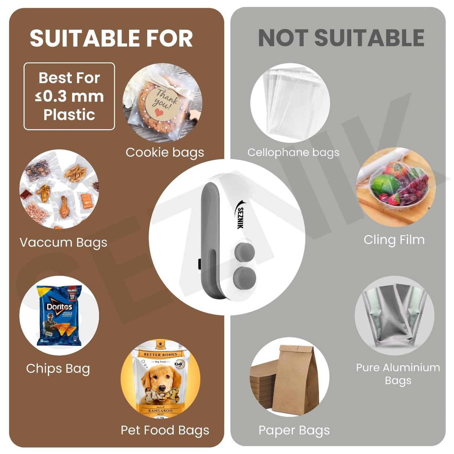 Seznik Sealing Machine for Food Packets - Portable Handheld Sealing for Food Packets - Genzlyf