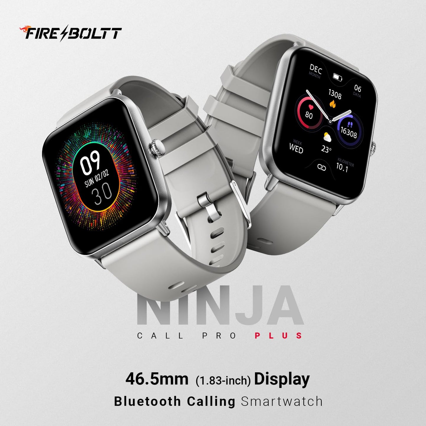 Fire-Boltt Ninja Call Pro Plus Smart Watch 1.83” HD Display, Bluetooth Calling, AI Voice Assistant, 100 Sports Modes, IP67 Waterproof, SpO2 Monitor, Smart Watch for Man & Woman- Grey - GenZlyf