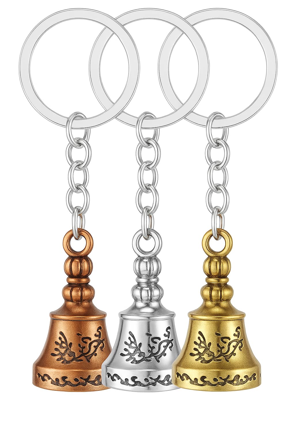 Troll Gadgets Combo of 2 Guardian Bell Keychain for Bike & Car | Tibetan Texture Bell Keychain with Evil Eye & Hook - GenZlyf