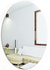 Oval Shape Adhesive Mirror for Wall on Tiles Bedroom Living Room Basin Mirror Bathroom Wall Mirror Both Side Acrylic Wall Mirror Full Length - GenZlyf