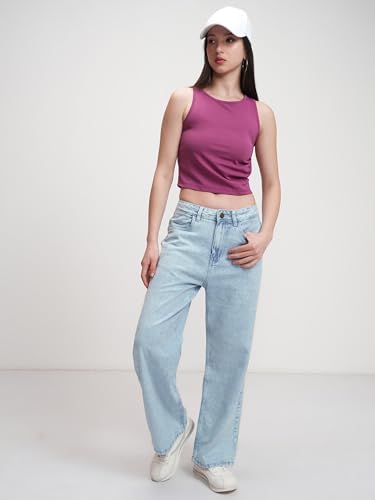 Tokyo Talkies Women High Rise Flared Jeans (TTJN002656_Light Blue, Medium - GenZlyf