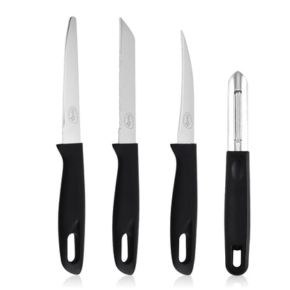 Pigeon by Stovekraft Edge High Grade Stainless Steel 4 Pcs Kitchen Knife Set | Black - GenZlyf