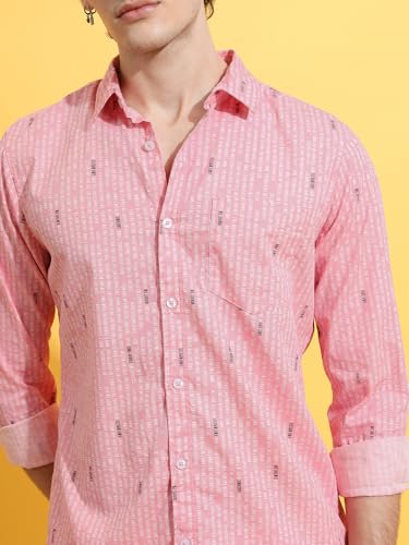 Highlander Men's Slim Fit Shirt (HLSH014808_Pink - GenZlyf