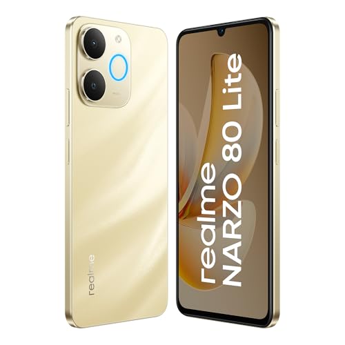 realme NARZO 80 Lite 4G (Beach Gold, 4GB+64GB) | 6300mAh Segment's Biggest Battery | 7.94mm Slim Design | 300% Ultra Volume | Pulse Light: 9 Colors, 5 Glow Modes | Ai Assist