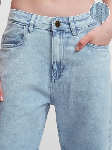 Tokyo Talkies Women High Rise Flared Jeans (TTJN002656_Light Blue, Medium - GenZlyf