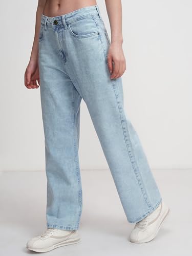 Tokyo Talkies Women High Rise Flared Jeans (TTJN002656_Light Blue, Medium - GenZlyf