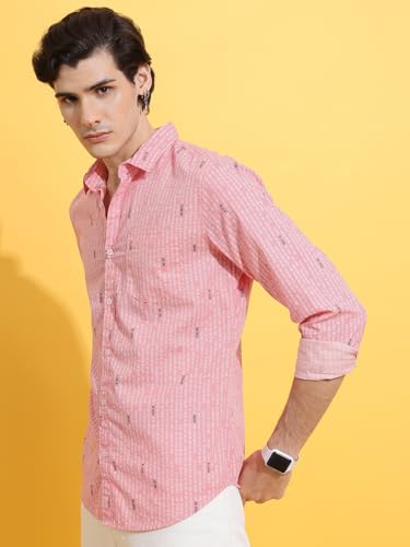 Highlander Men's Slim Fit Shirt (HLSH014808_Pink - GenZlyf