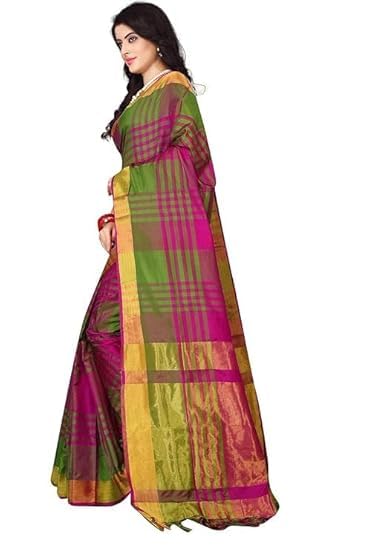 Svarnvastraa Traditional Silk Blend Saree with Rich Pallu & Multi-Color Checks – Elegant for Women Traditional Kanjivaram Art Silk Saree with Rich Pallu & Blouse Piece - GenZlyf