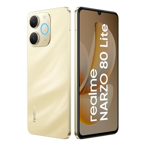 realme NARZO 80 Lite 4G (Beach Gold, 4GB+64GB) | 6300mAh Segment's Biggest Battery | 7.94mm Slim Design | 300% Ultra Volume | Pulse Light: 9 Colors, 5 Glow Modes | Ai Assist