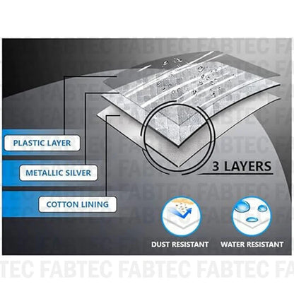 FABTEC Waterproof Car Body Cover for Maruti Baleno with Mirror and Antenna Pocket, Soft Cotton Lining, Triple Stitched (Heat Resistant Metallic Silver with Black Piping) - GenZlyf