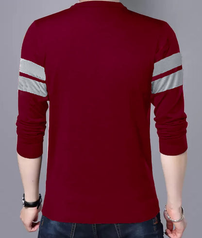 LEOTUDE Men's Regular Fit Cottonblend Full Sleeve Round Neck T-Shirt (18ALL_P_Maroon_M) - GenZlyf