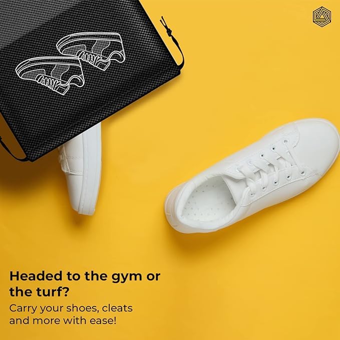 Boldfit Shoe Bag for Travel Bag for Man & Women Shoe Cover for Storage at Home Gym Reusable Travelling Accessories Organizer Pouch Travel Essentials Footwear Bags for Travelling Men -Pack of 6, Black - GenZlyf