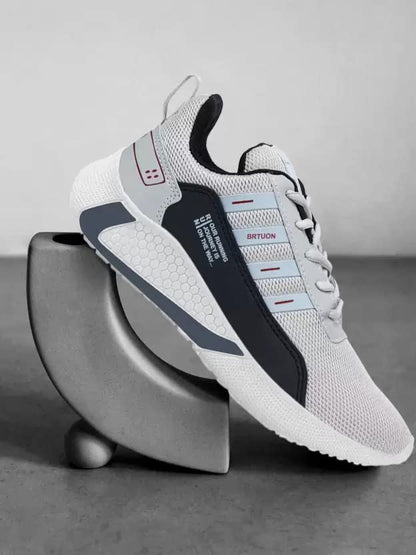 BRUTON Combo of Men's Sports Running Shoes- Grey & Black, Size -6