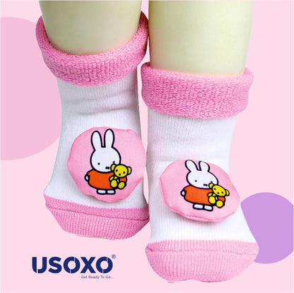USOXO New Born Baby Soft Cotton Cute stylish Cartoon Character Face Terry (Towel) Socks Shoes | Booties Pack of 1, 6-9 Months (Light pink),13