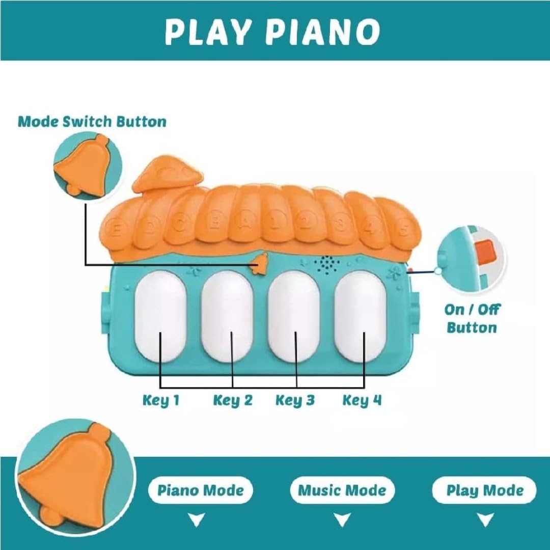 VEBETO Play Gym for Babies 0 to 12 Months (1 Year Warranty) Musical Piano Keyboard Activity Play Mat for Kids Newborn Fitness Rack Hanging Rattles Lights Tunes Music for Baby Boys Girls - GenZlyf
