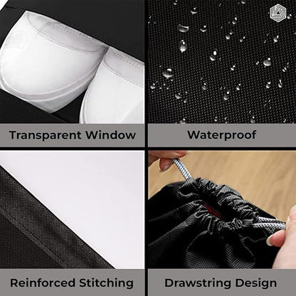 Boldfit Shoe Bag for Travel Bag for Man & Women Shoe Cover for Storage at Home Gym Reusable Travelling Accessories Organizer Pouch Travel Essentials Footwear Bags for Travelling Men -Pack of 6, Black - GenZlyf