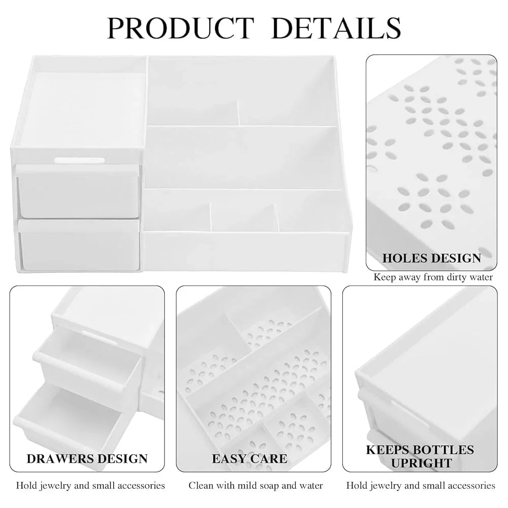 Shuttle Art Office Desk Organizer with Drawer, All in One Office Supplies and Cool Desk Accessories Pen Holder, Enhance Your Decor, Desktop 8-Compartment Laddered Desk Organizer(White) - GenZlyf