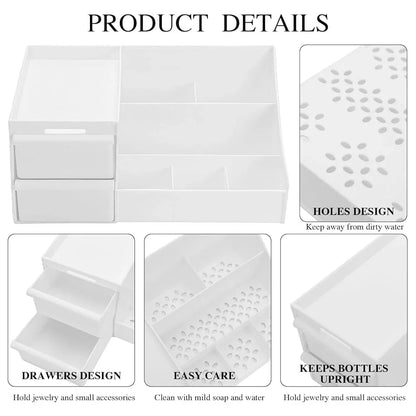 Shuttle Art Office Desk Organizer with Drawer, All in One Office Supplies and Cool Desk Accessories Pen Holder, Enhance Your Decor, Desktop 8-Compartment Laddered Desk Organizer(White) - GenZlyf