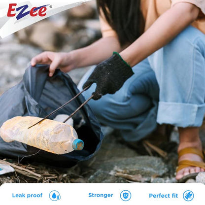 Ezee Black Garbage Bags for Dustbin | 90 Pcs | Medium 19 X 21 Inches | 30 Pcs x Pack of 3