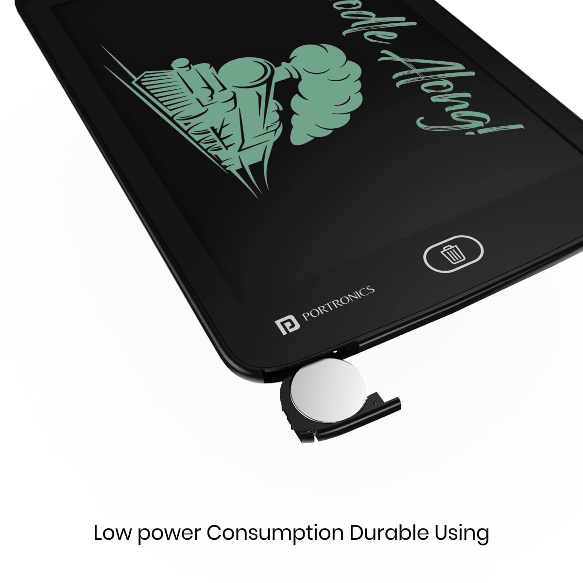 Portronics Ruffpad 8.5E Re-Writable LCD Writing Pad with Screen 21.5cm (8.5-inch) for Drawing, Playing, Handwriting Gifts for Kids & Adults(Black), small