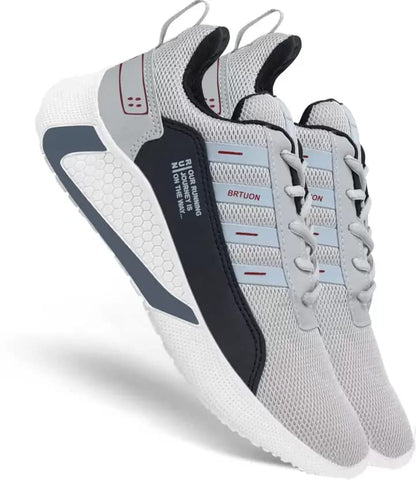 BRUTON Combo of Men's Sports Running Shoes- Grey & Black, Size -6