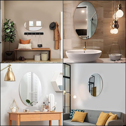 Oval Shape Adhesive Mirror for Wall on Tiles Bedroom Living Room Basin Mirror Bathroom Wall Mirror Both Side Acrylic Wall Mirror Full Length - GenZlyf