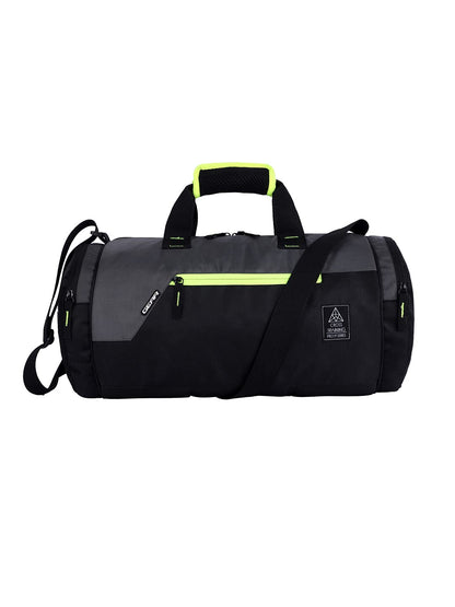 Gear Cross Training 26L Medium Water Resistant Travel Duffle Bag/Gym Bag/Sports Duffle for Men/Women (Black-Grey) - GenZlyf