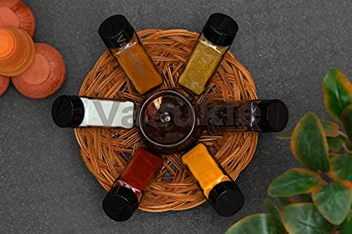 Vasukie Salt & Pepper Square Glass Spice Jar with Black Sifter Two Sided Sifter Cap,Masala jar Spice Container (Each Bottle 120ml) (4 Piece)