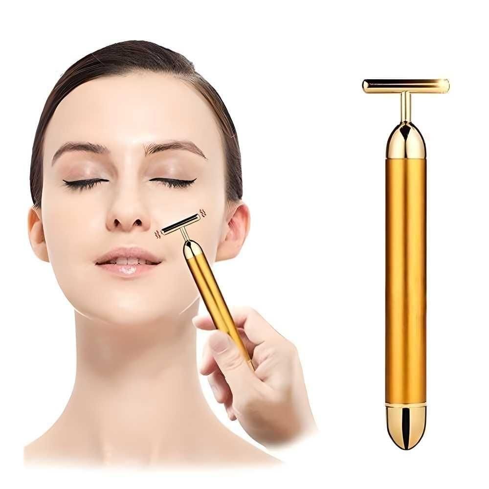 24K Gold Energy Beauty Bar Electric Facial Massage Roller-Genzlyf