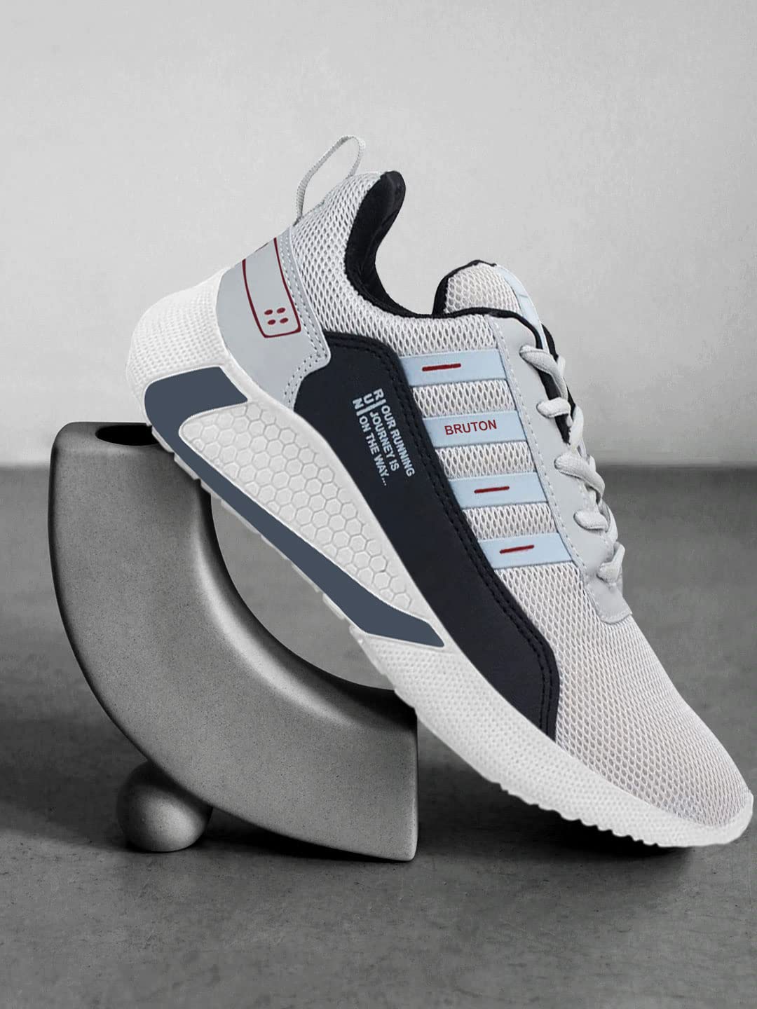 BRUTON Exclusive Trendy, Casual, Sports Shoes for Men, Running Shoes for Men (Black Grey, Size : 6)