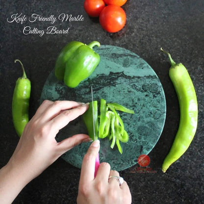 Luxe Craft 9 Inch Marble Chakla Green Stone | Handcrafted Roti Maker Board for Chapati, Puri, Dough Rolling | Heavy Weight Non-Slip Chakla for Indian Kitchen Cooking