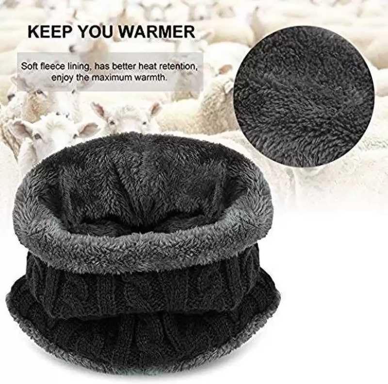 Evanden Knitted Beanie Hat and Scarf Set, Warm and Soft, Black Winter Wear Cap Free Size