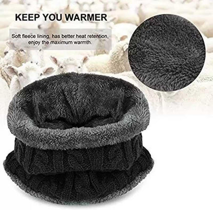 Evanden Knitted Beanie Hat and Scarf Set, Warm and Soft, Black Winter Wear Cap Free Size