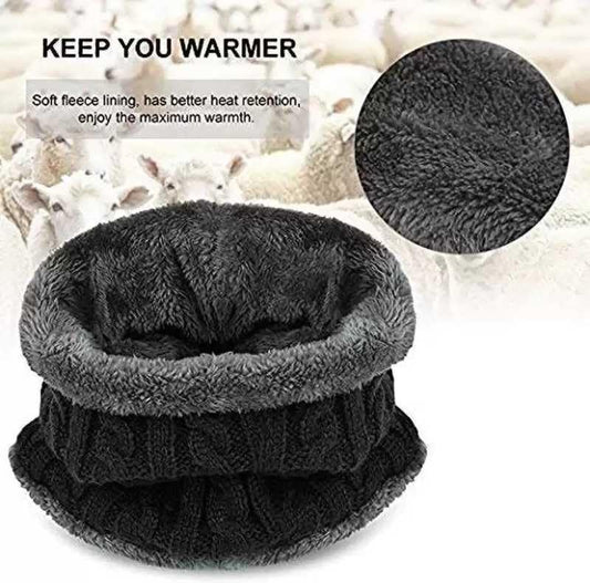 Evanden Knitted Beanie Hat and Scarf Set, Warm and Soft, Black Winter Wear Cap Free Size