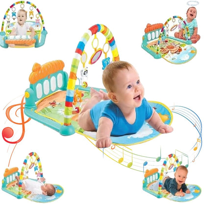 VEBETO Play Gym for Babies 0 to 12 Months (1 Year Warranty) Musical Piano Keyboard Activity Play Mat for Kids Newborn Fitness Rack Hanging Rattles Lights Tunes Music for Baby Boys Girls - GenZlyf
