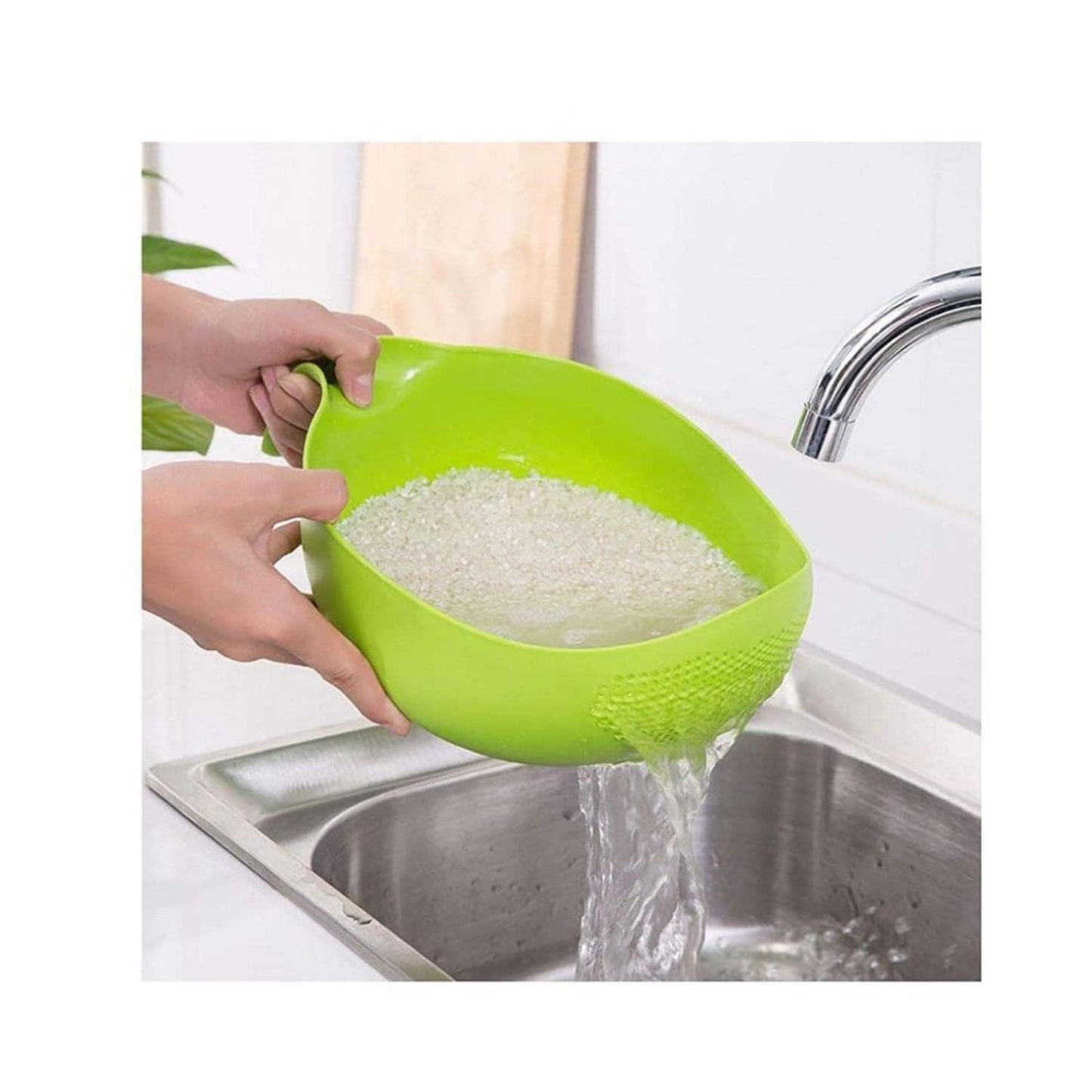 Clazkit Multi-Purpose Strainer or Washer Bowl for Rice Fruits & Vegetable Rice Bowl Color May Vary, Plastic - 10.2 x 17.5 x 24.3 Centimeters