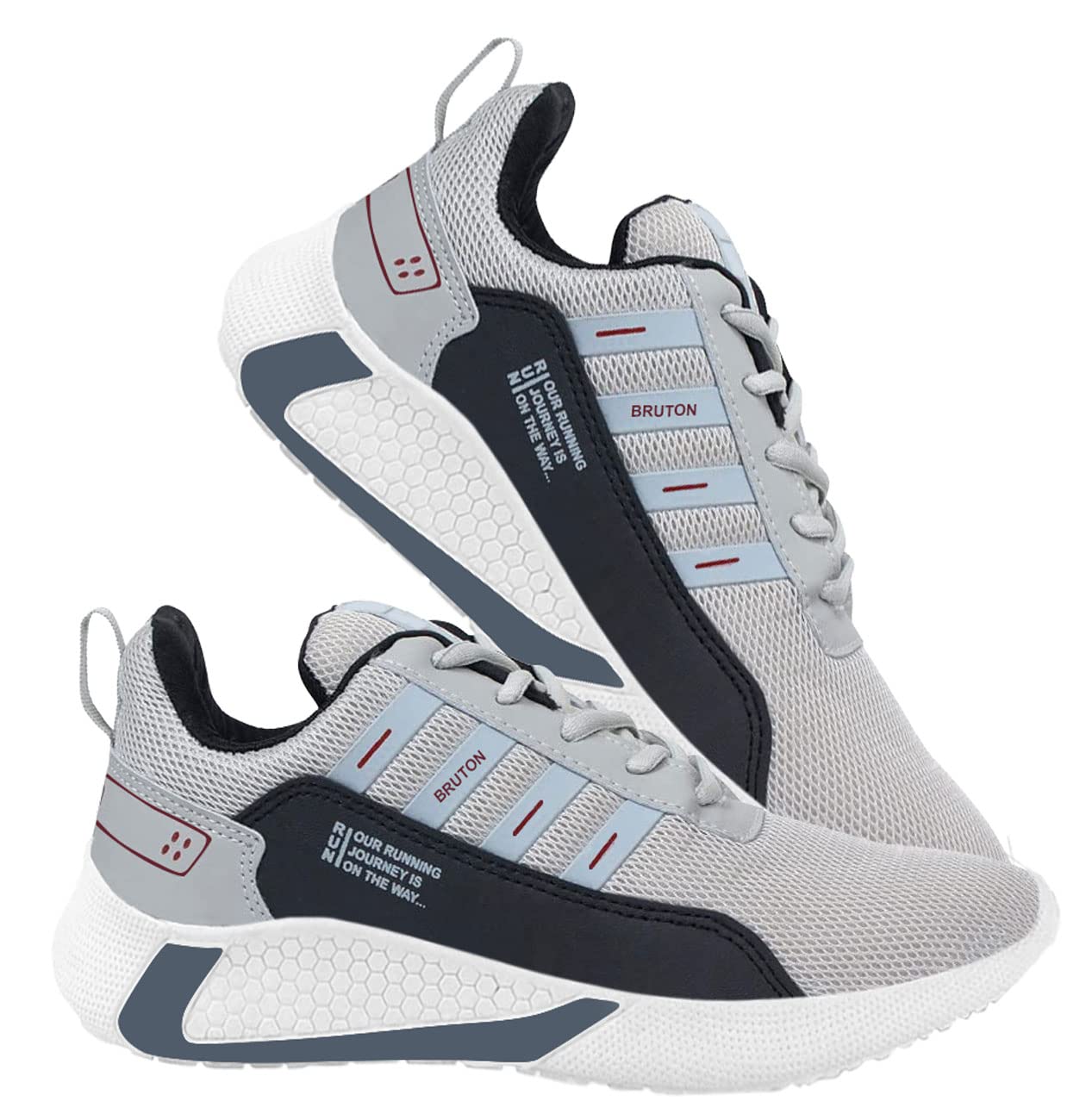 BRUTON Exclusive Trendy, Casual, Sports Shoes for Men, Running Shoes for Men (Black Grey, Size : 6)