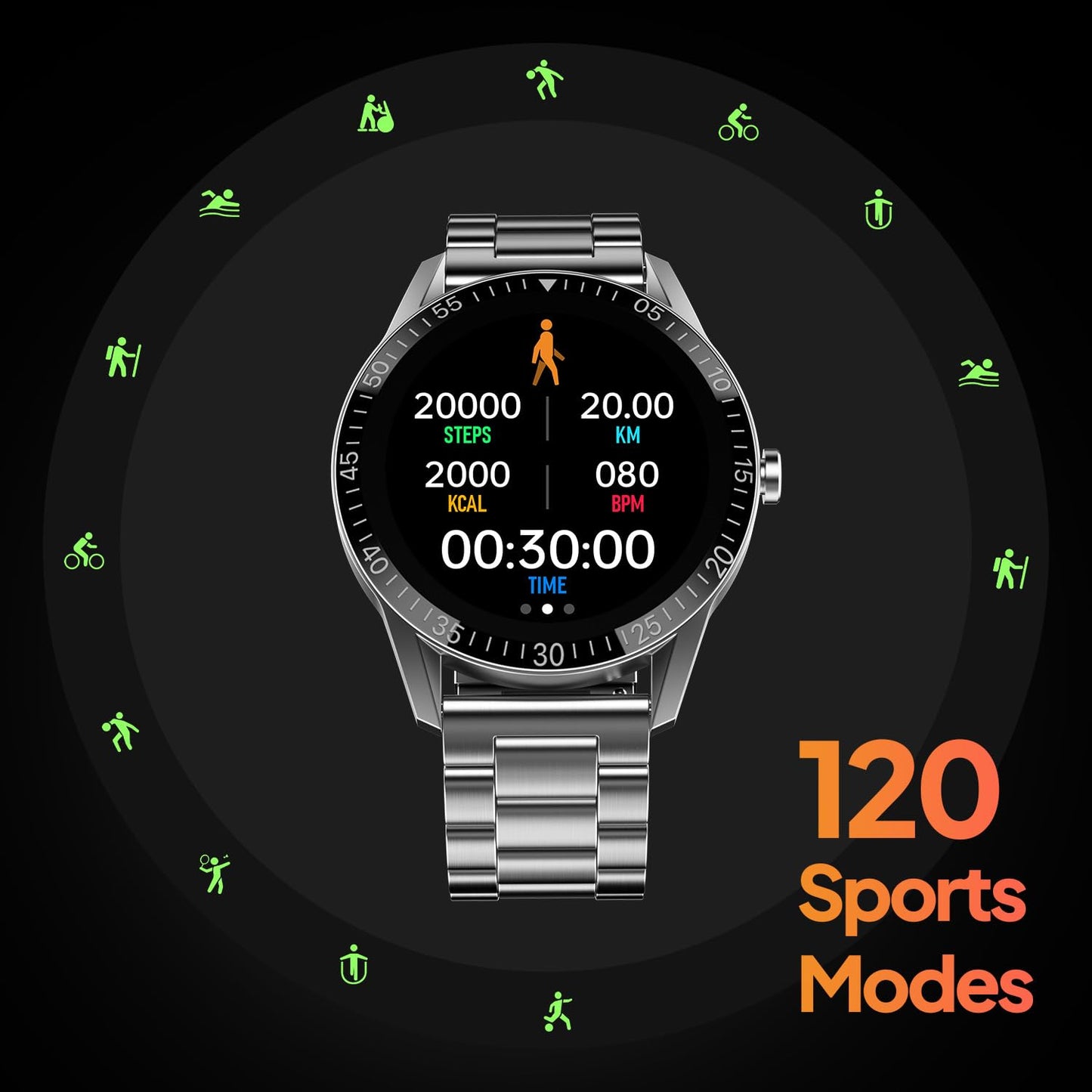 Fire-Boltt Talk Bluetooth Calling Smartwatch, 1.39" TFT Display with Dual Button, Hands On Voice Assistance, 120 Sports Modes, in Built Mic & Speaker (Talk, Silver Steel) - GenZlyf