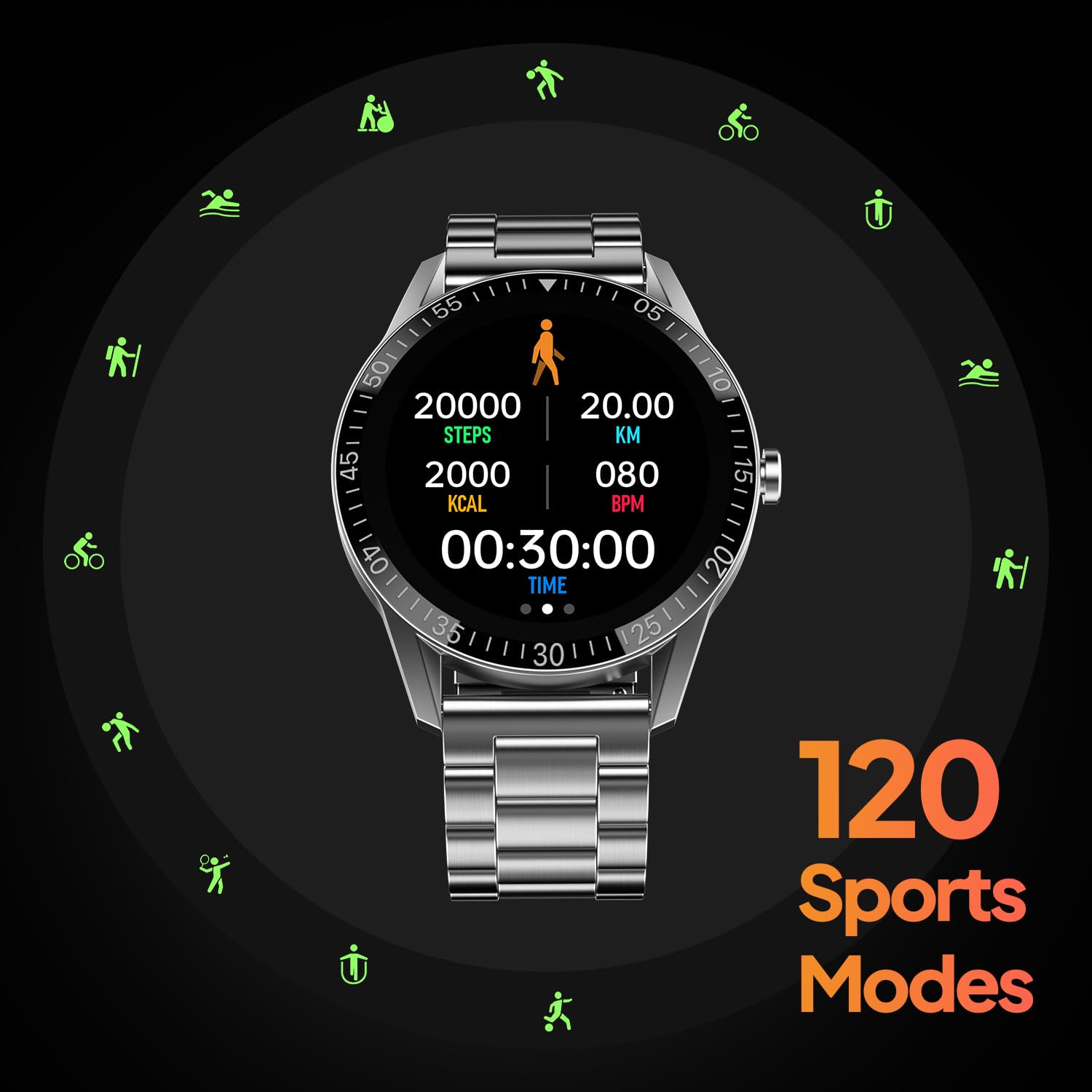 Fire-Boltt Talk Bluetooth Calling Smartwatch, 1.39" TFT Display with Dual Button, Hands On Voice Assistance, 120 Sports Modes, in Built Mic & Speaker (Talk, Silver Steel) - GenZlyf