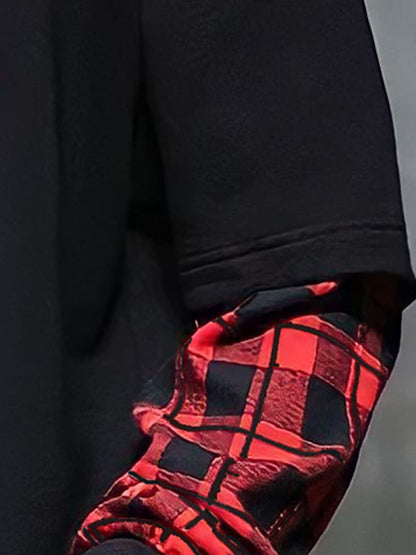 LEWEL Men's Cotton Blend Stylish Hooded Full Sleeve Printed Regular Fit T-Shirt (Red, Large) - GenZlyf