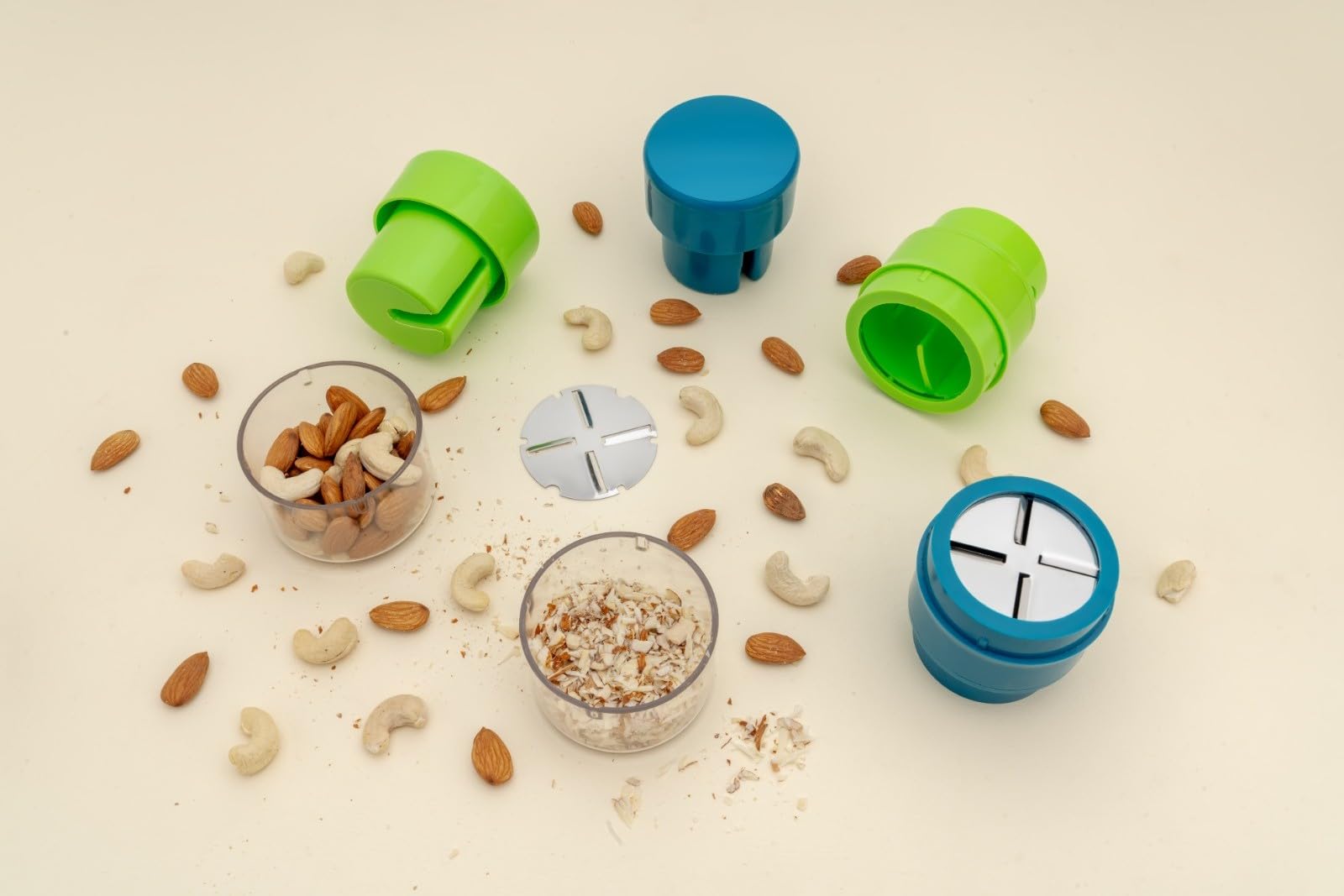 Clazkit Precision Cashews & Almond Cutter/Slicer : Effortless Slicing with Built-in Storage Convenience -Multicolor - GenZlyf