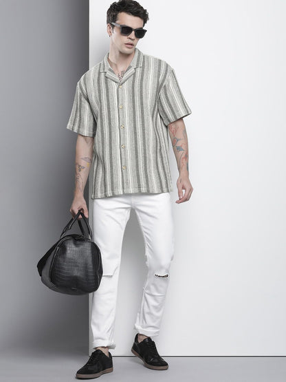 The Indian Garage Co Polyester Men's Relaxed Fit Shirt (0123-SHWFRS-03-01_Cream Medium) - GenZlyf