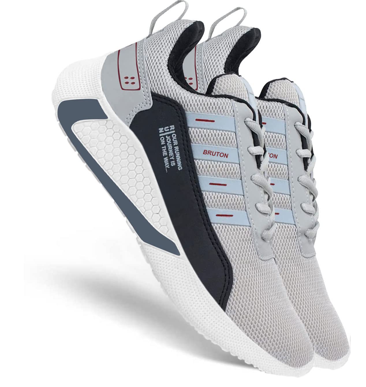 BRUTON Exclusive Trendy, Casual, Sports Shoes for Men, Running Shoes for Men (Black Grey, Size : 6)