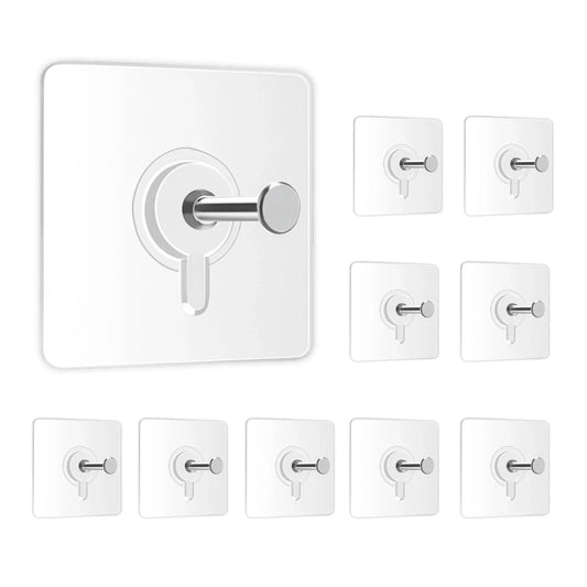 Zulaxy Photo Frame Hooks for Wall Without Drilling, 10 Pack Self Adhesive Hooks for Wall Heavy Duty Strong Nail Free for Hanging Photo Frame (Hanging Hook, Transparent) Stainless Steel - GenZlyf