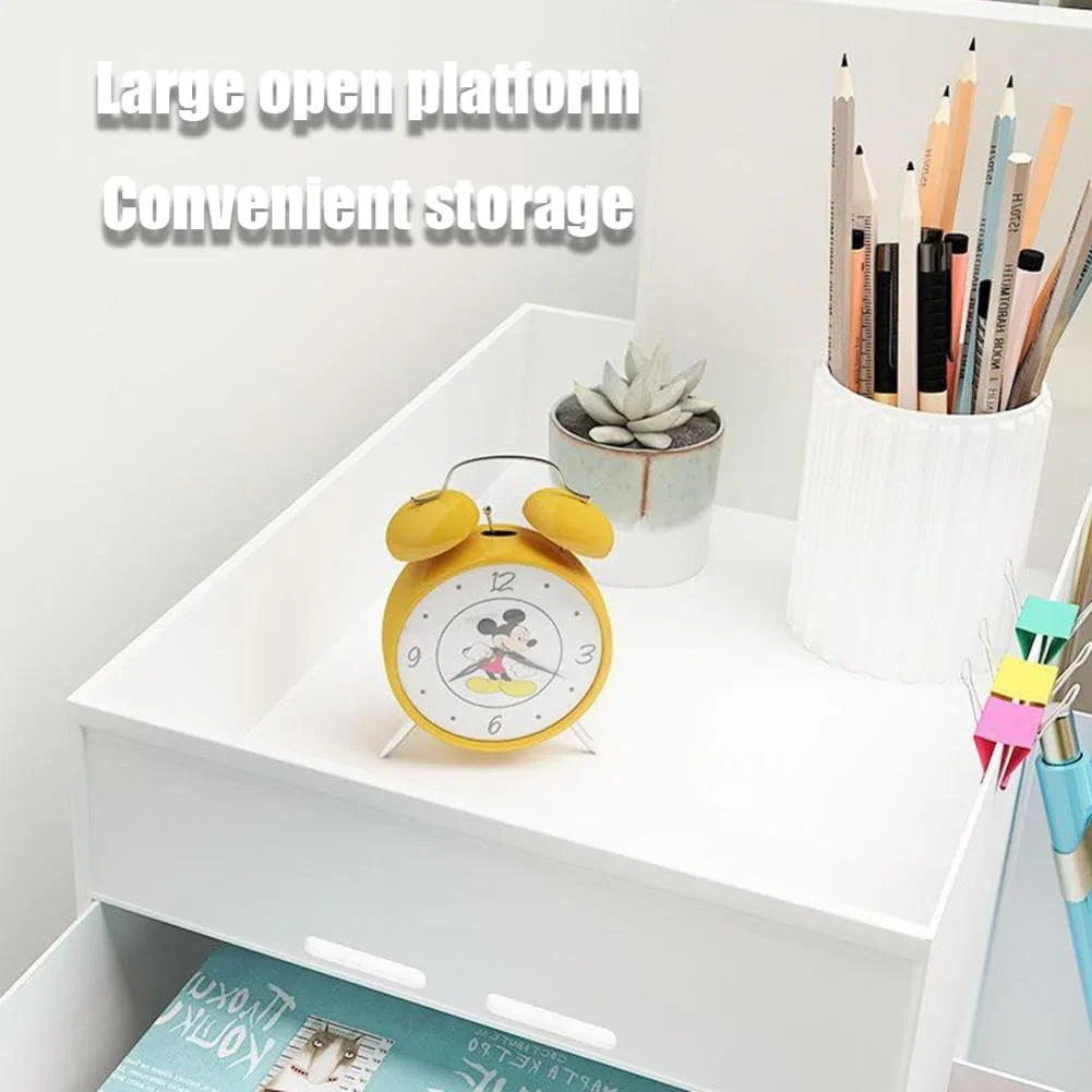 Shuttle Art Office Desk Organizer with Drawer, All in One Office Supplies and Cool Desk Accessories Pen Holder, Enhance Your Decor, Desktop 8-Compartment Laddered Desk Organizer(White) - GenZlyf