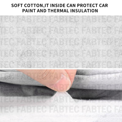 FABTEC Waterproof Car Body Cover for Maruti Baleno with Mirror and Antenna Pocket, Soft Cotton Lining, Triple Stitched (Heat Resistant Metallic Silver with Black Piping) - GenZlyf