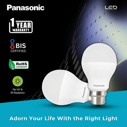 Panasonic 9 Watt LED Bulb, B22 Base 9W Light For Home, 25000+ BH with 1 Year Warranty, 6500K Cool Day (Pack of 2) - GenZlyf