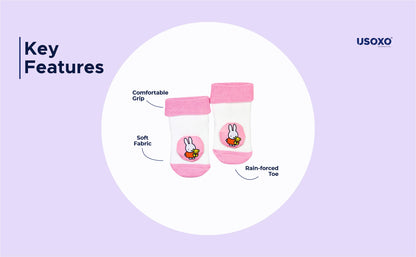 USOXO New Born Baby Soft Cotton Cute stylish Cartoon Character Face Terry (Towel) Socks Shoes | Booties Pack of 1, 6-9 Months (Light pink),13